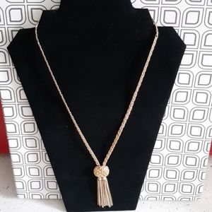 Vintage Signed Corocraft Gold Tone Tassel Necklace